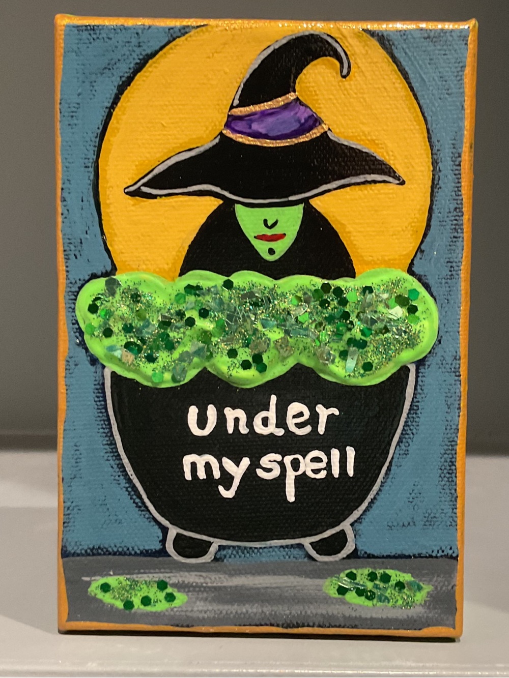 🔴 Handpainted Witch Cauldron Mini Canvas - 'Under My Spell'🔴